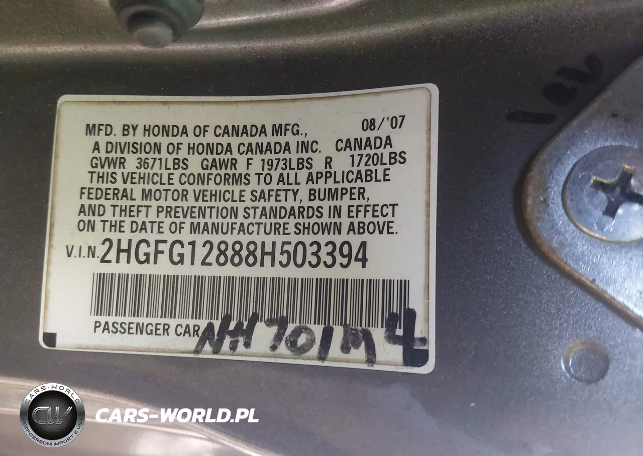 2008 Honda Civic Ex VIN:2HGFG12888H503394 - 9
