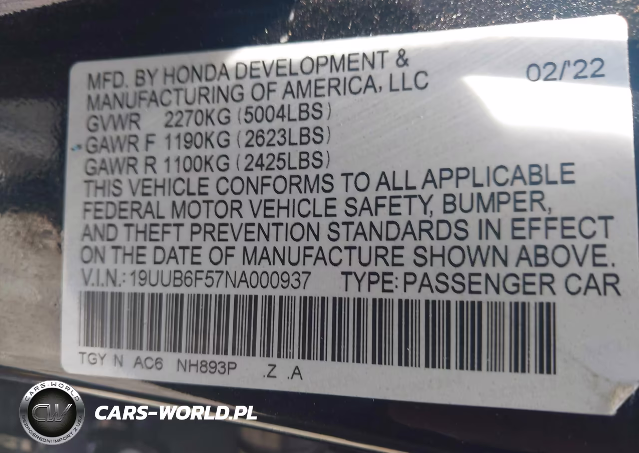 2022 Acura Tlx A-Spec Package VIN:19UUB6F57NA000937 - 9