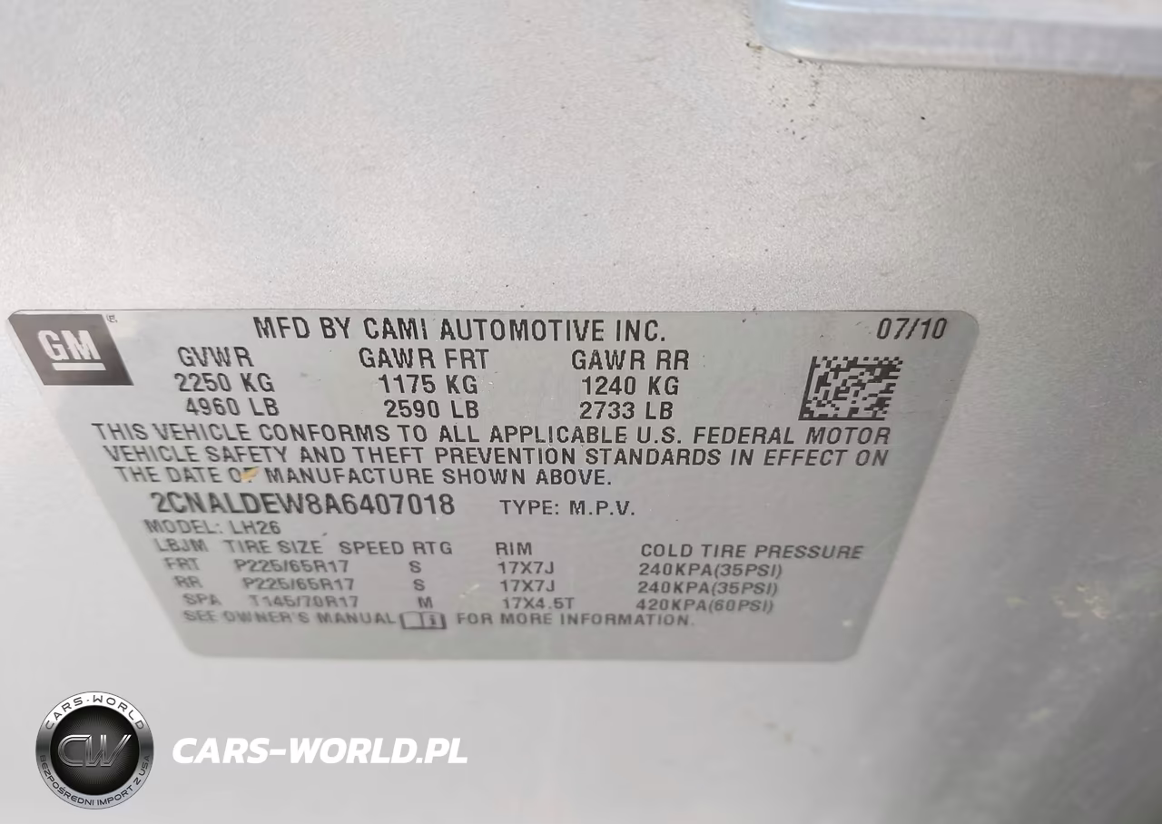2010 Chevrolet Equinox Lt VIN:2CNALDEW8A6407018 - 9