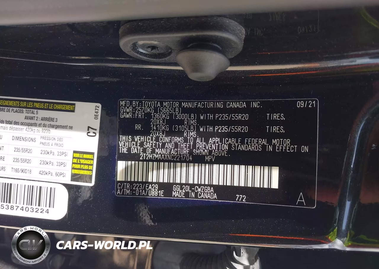 2022 Lexus Rx 350 VIN:2T2HZMAAXNC221704 - 9