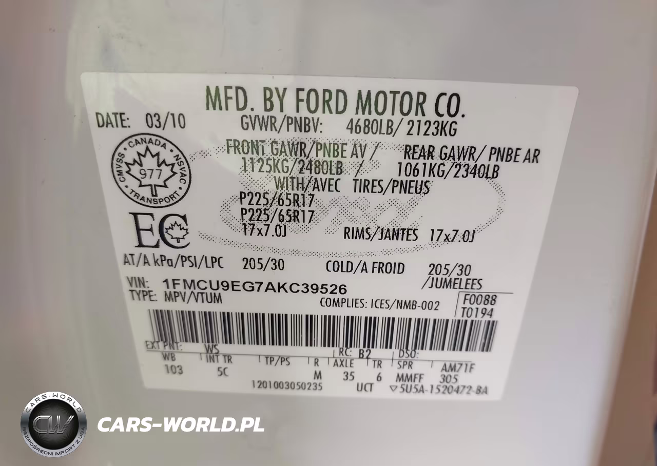 2010 Ford Escape Limited VIN:1FMCU9EG7AKC39526 - 9