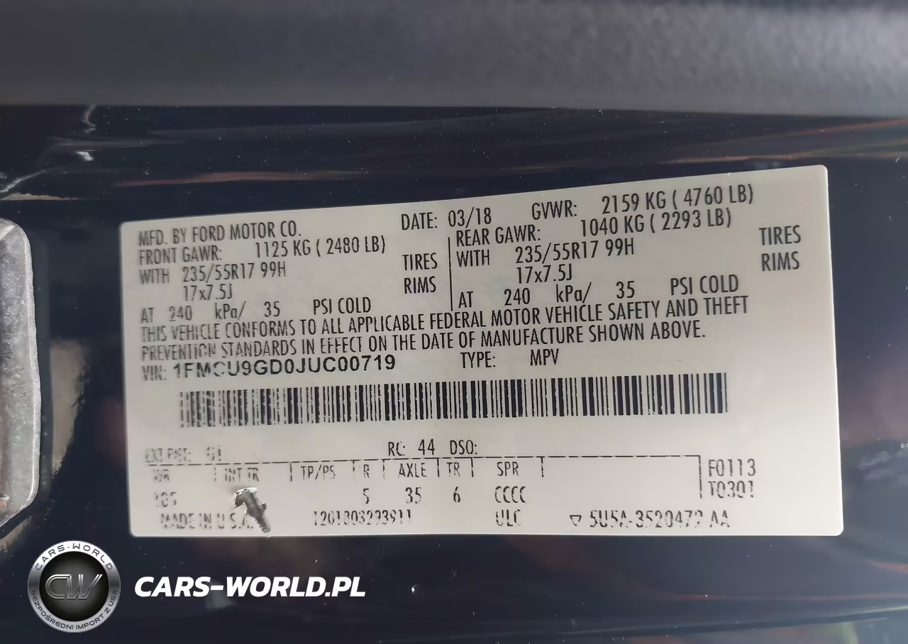 2018 Ford Escape Se VIN:1FMCU9GD0JUC00719 - 9