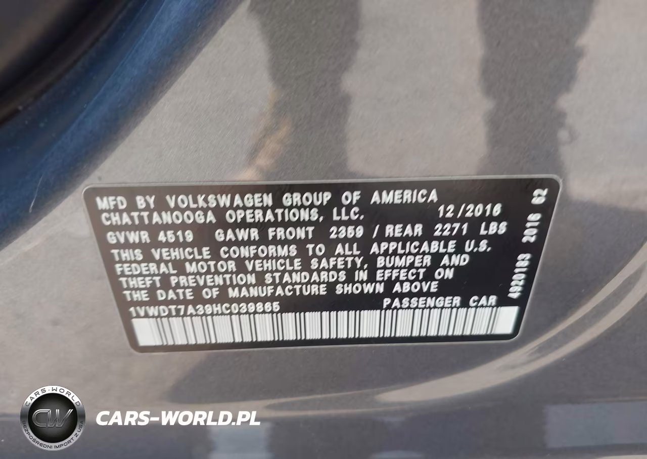 2017 Volkswagen Passat 1.8T R-Line VIN:1VWDT7A39HC039865 - 9