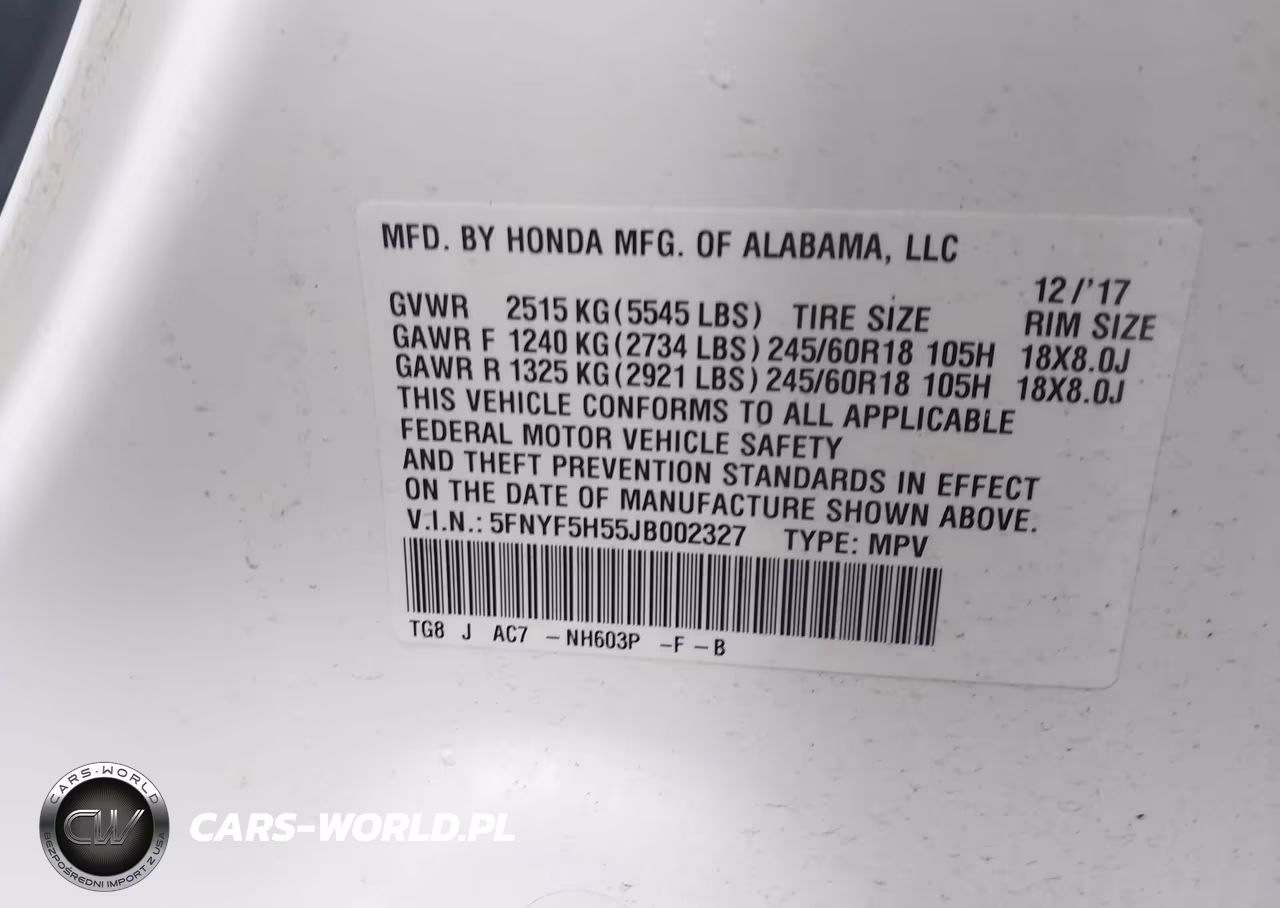 2018 Honda Pilot Ex-L VIN:5FNYF5H55JB002327 - 9