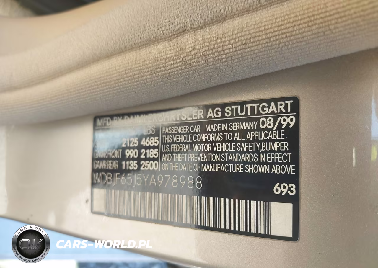 2000 Mercedes-Benz E 320 VIN:WDBJF65J5YA978988 - 9