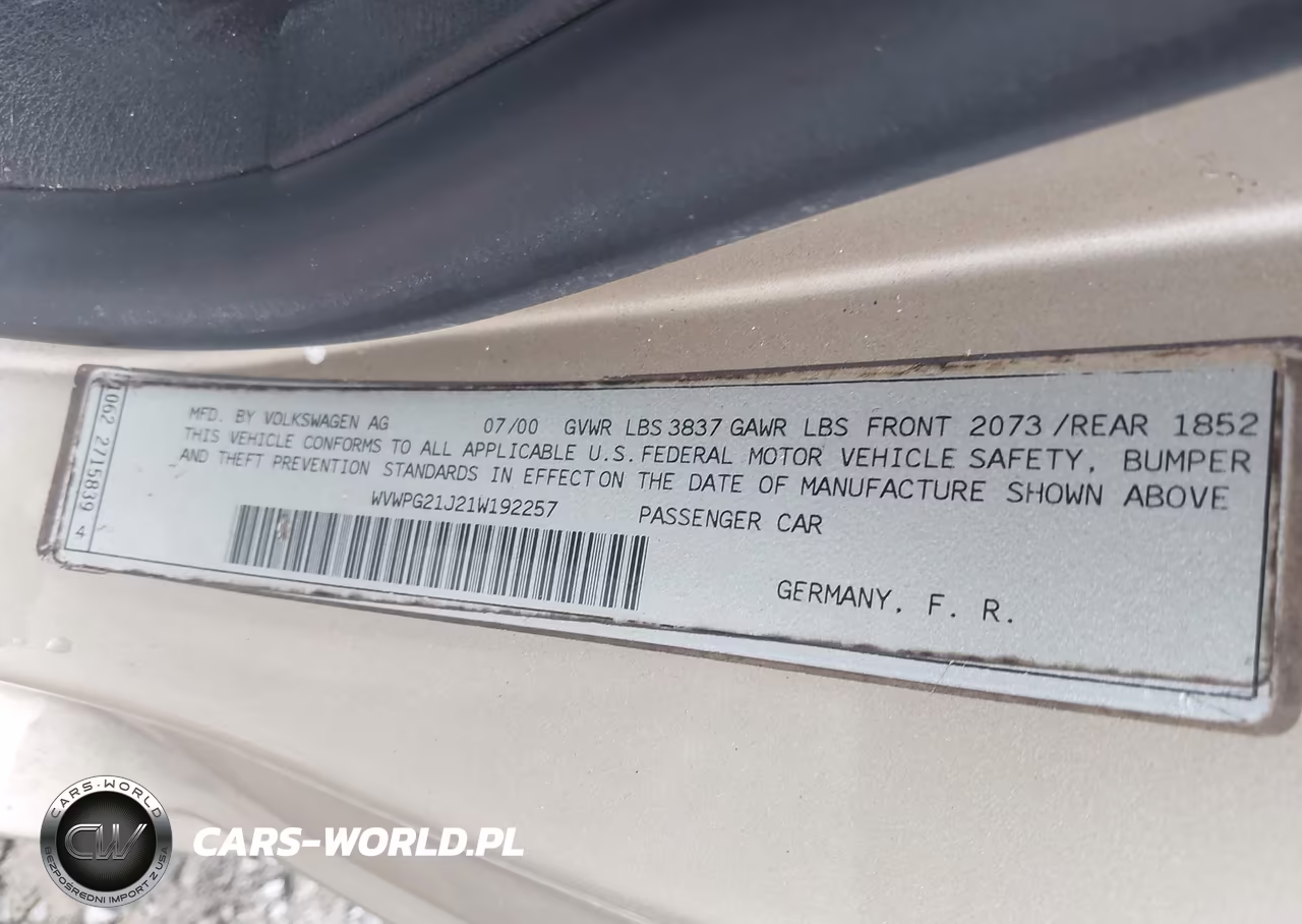 2001 Volkswagen Gti Glx VIN:WVWPG21J21W192257 - 9