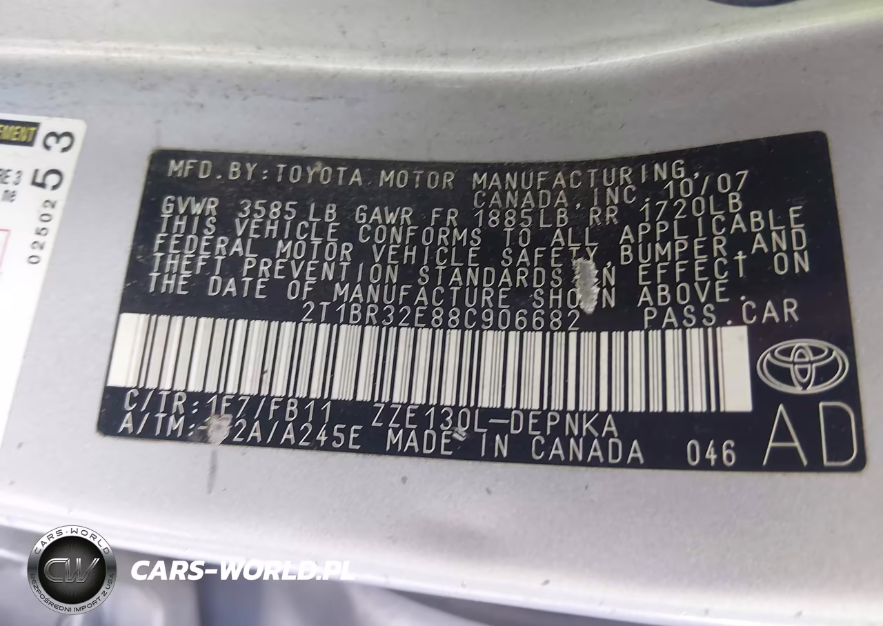 2008 Toyota Corolla Le VIN:2T1BR32E88C906682 - 9