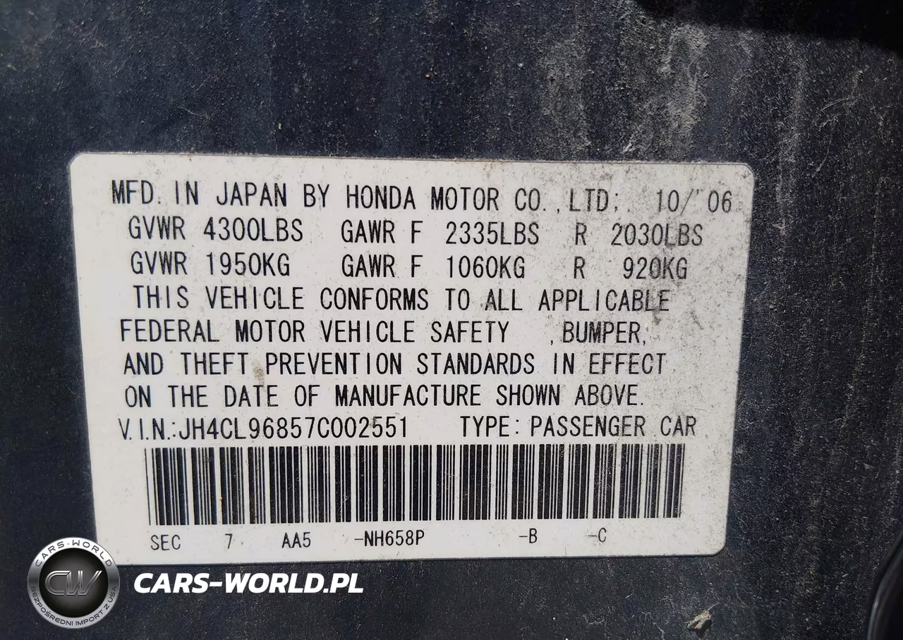 2007 Acura Tsx VIN:JH4CL96857C002551 - 9