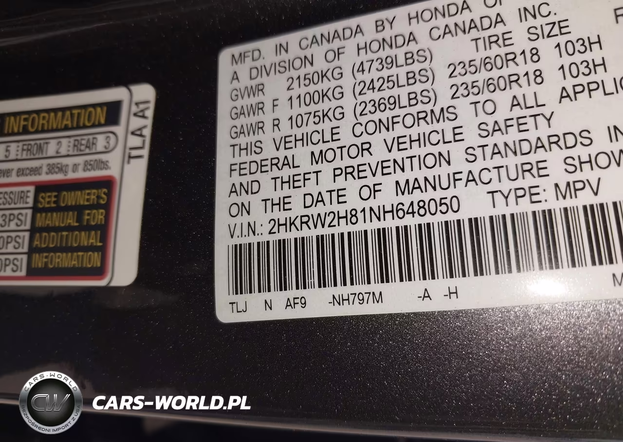 2022 Honda Cr-V Awd Ex-L VIN:2HKRW2H81NH648050 - 9
