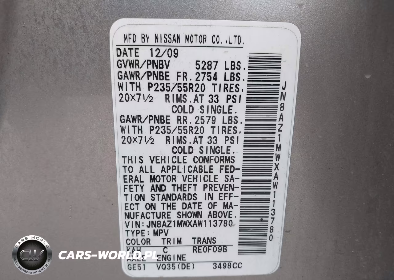 2010 Nissan Murano Le VIN:JN8AZ1MWXAW113780 - 9