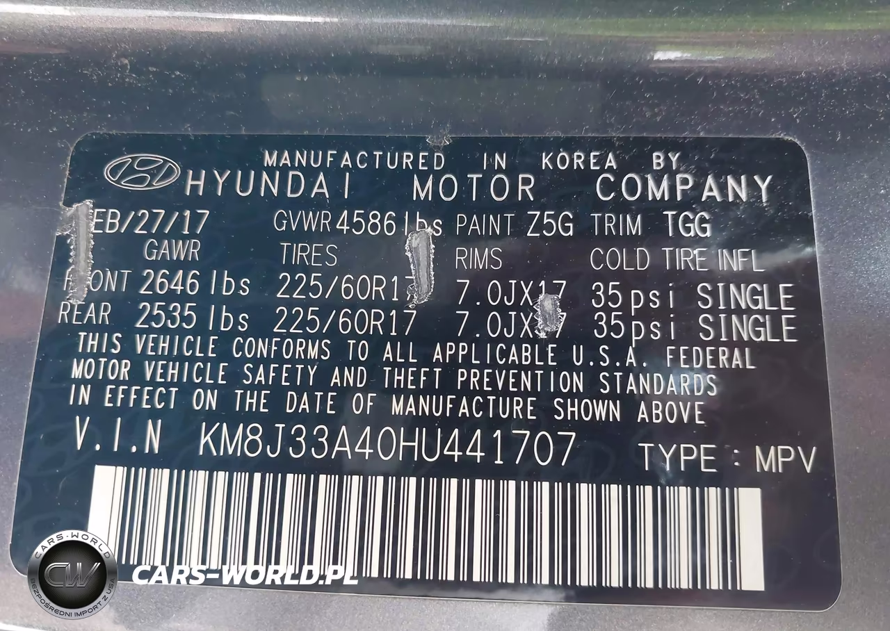 2017 Hyundai Tucson Se VIN:KM8J33A40HU441707 - 9