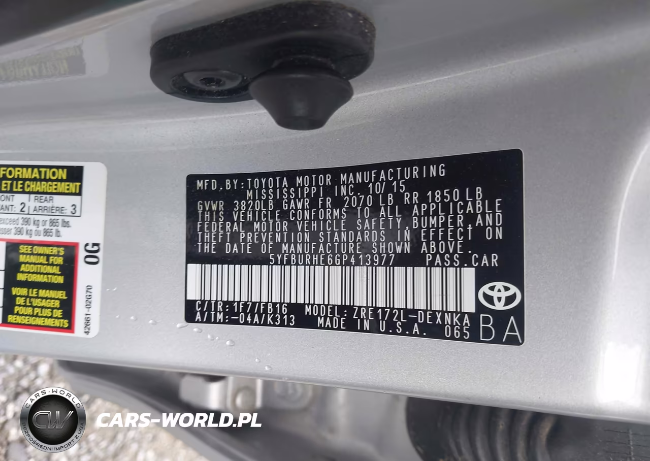 2016 Toyota Corolla Le VIN:5YFBURHE6GP413977 - 9