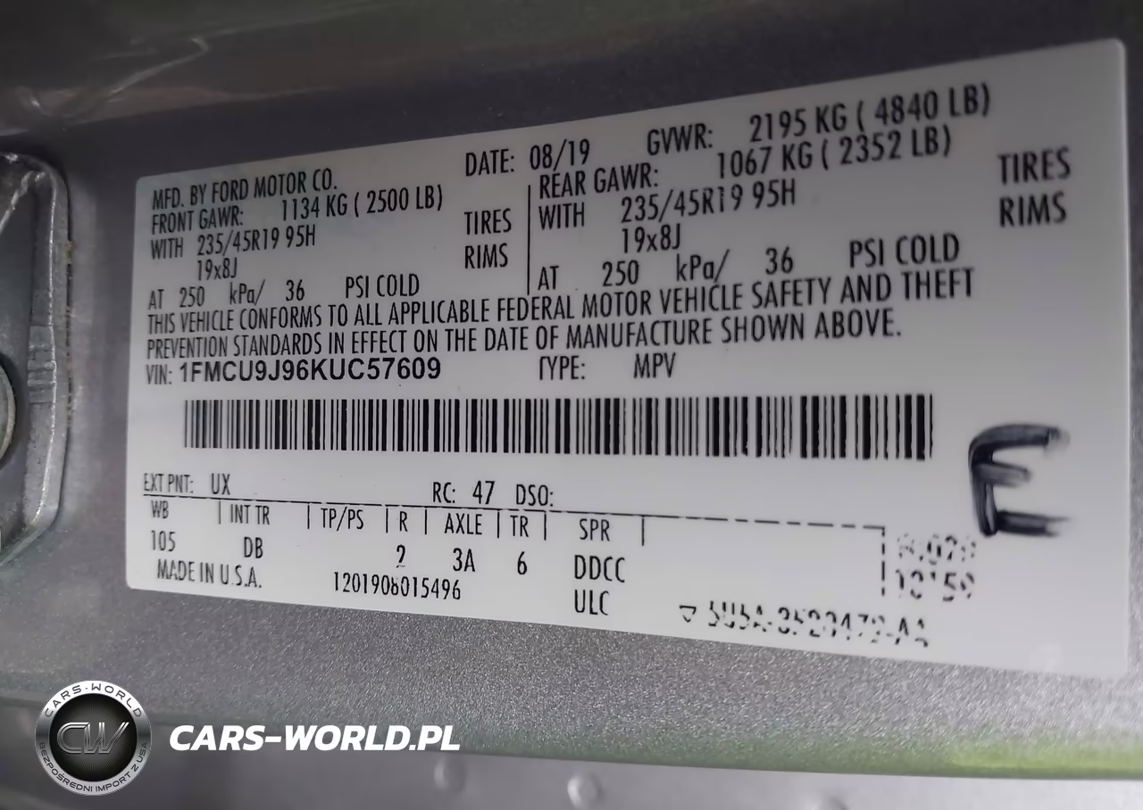 2019 Ford Escape Titanium VIN:1FMCU9J96KUC57609 - 9