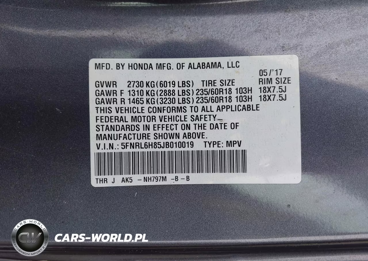 2018 Honda Odyssey Touring VIN:5FNRL6H85JB010019 - 9