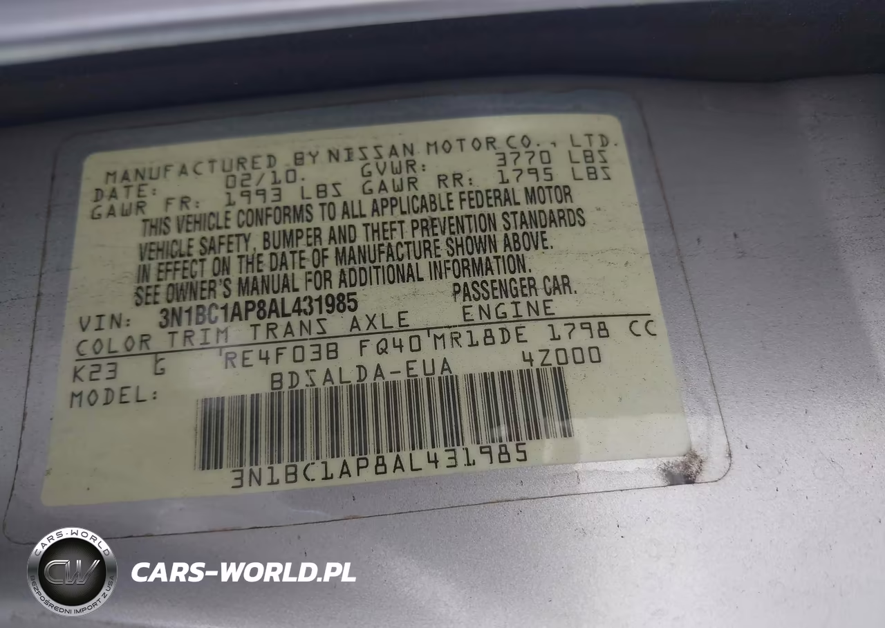 2010 Nissan Versa 1.8S VIN:3N1BC1AP8AL431985 - 9