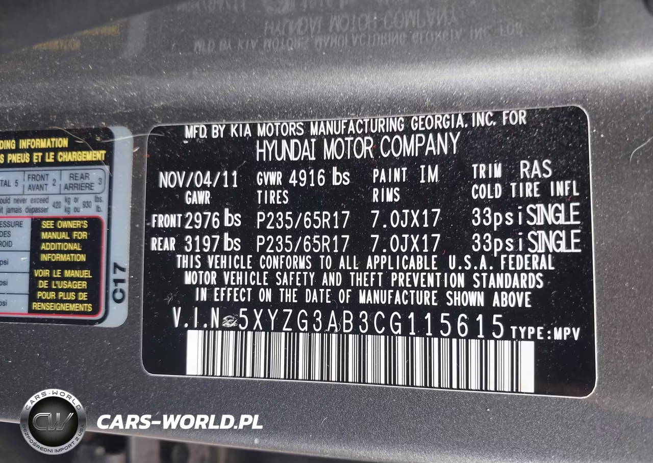 2012 Hyundai Santa Fe Gls VIN:5XYZG3AB3CG115615 - 9
