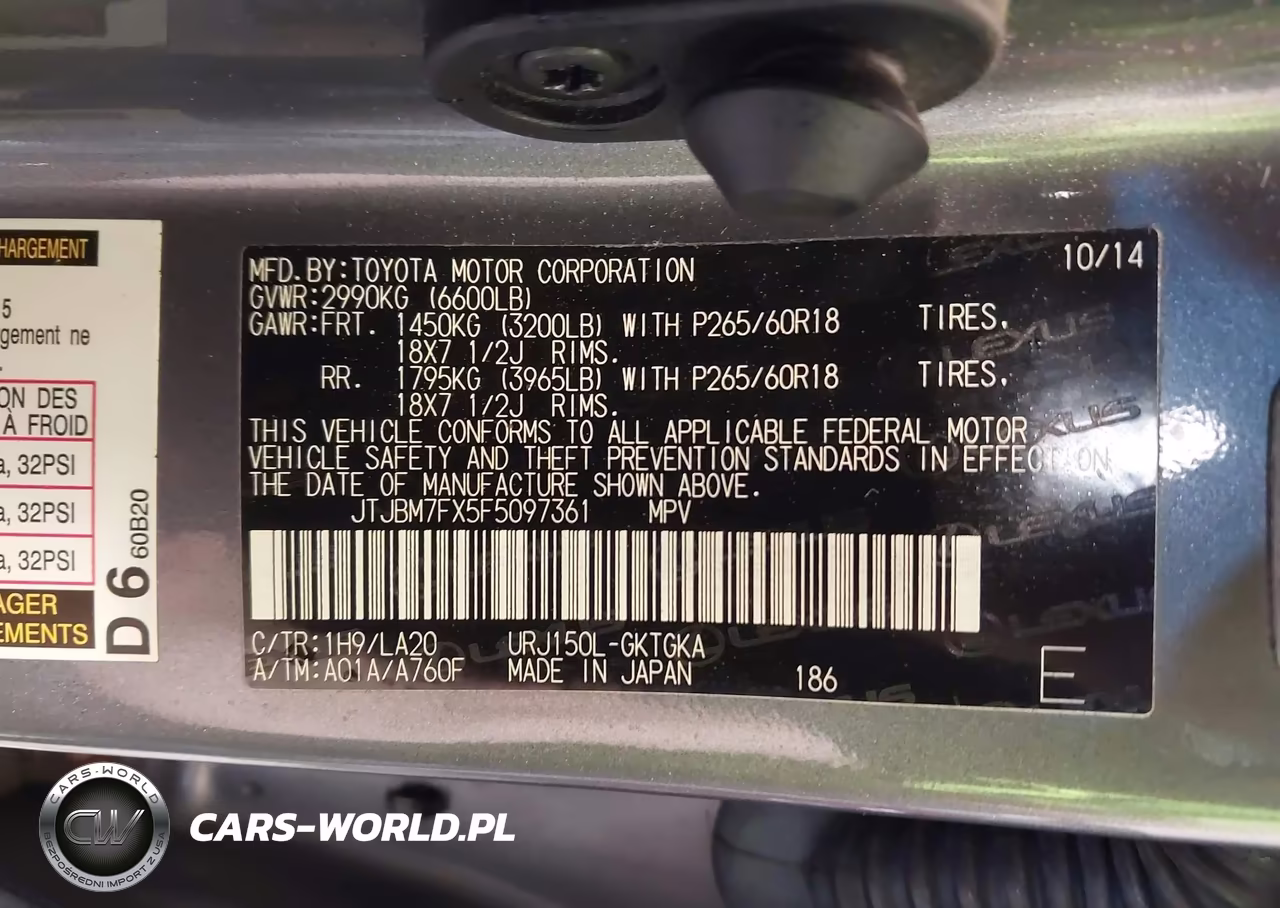 2015 Lexus Gx 460 VIN:JTJBM7FX5F5097361 - 9