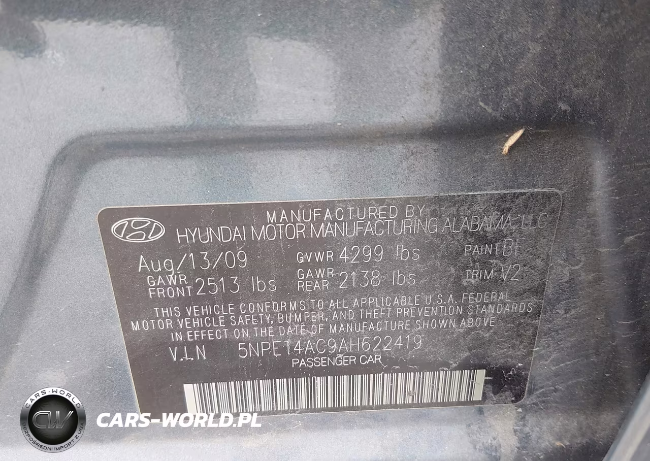 2010 Hyundai Sonata Gls VIN:5NPET4AC9AH622419 - 9