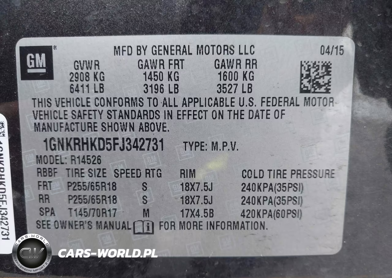 2015 Chevrolet Traverse Lt VIN:1GNKRHKD5FJ342731 - 9