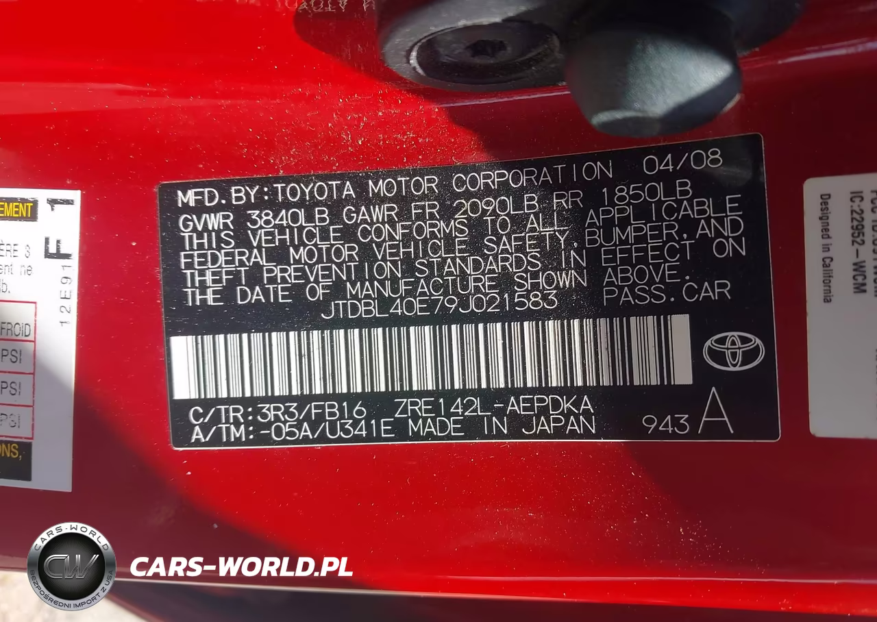 2009 Toyota Corolla Base VIN:JTDBL40E79J021583 - 9