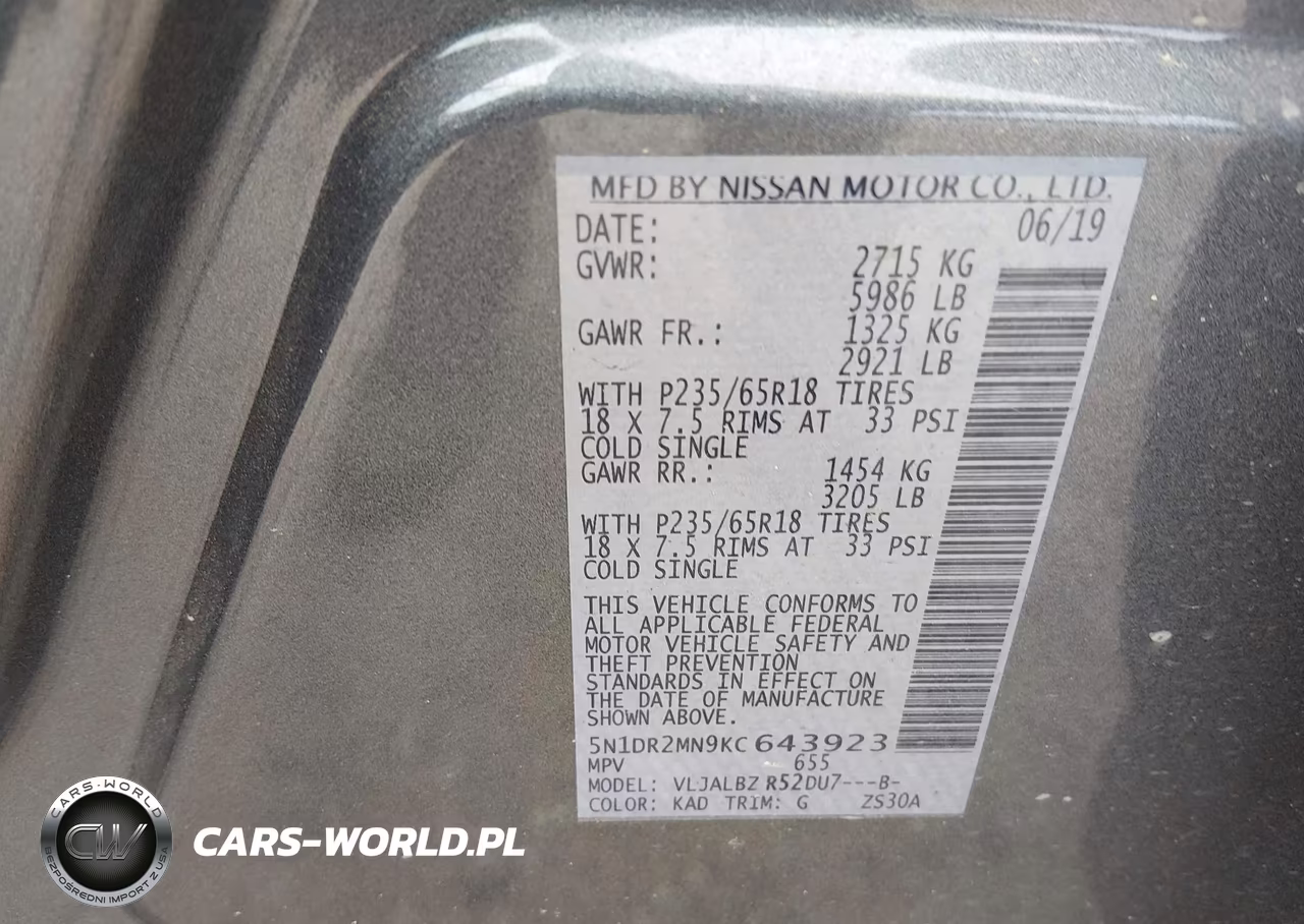 2019 Nissan Pathfinder S VIN:5N1DR2MN9KC643923 - 9