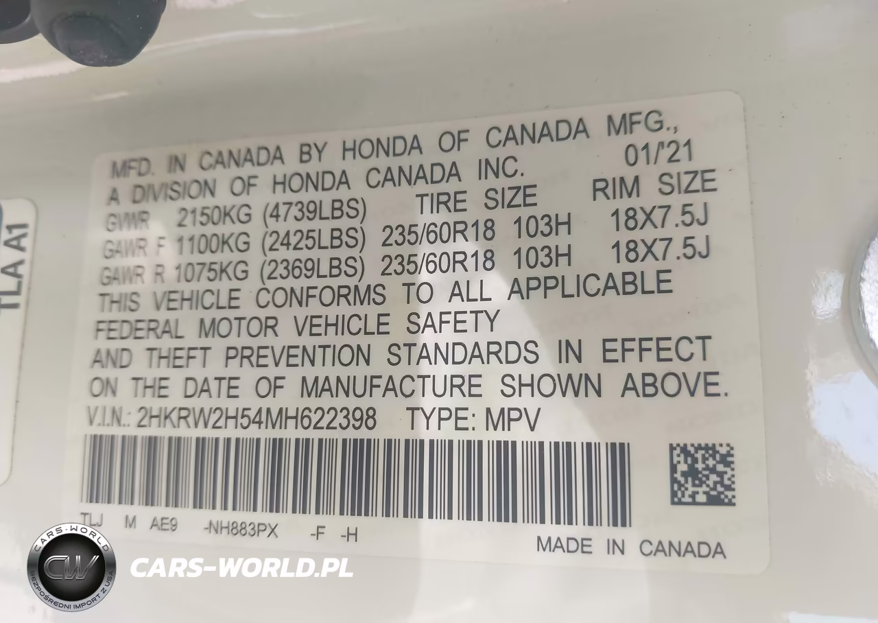 2021 Honda Cr-V Awd Ex VIN:2HKRW2H54MH622398 - 9