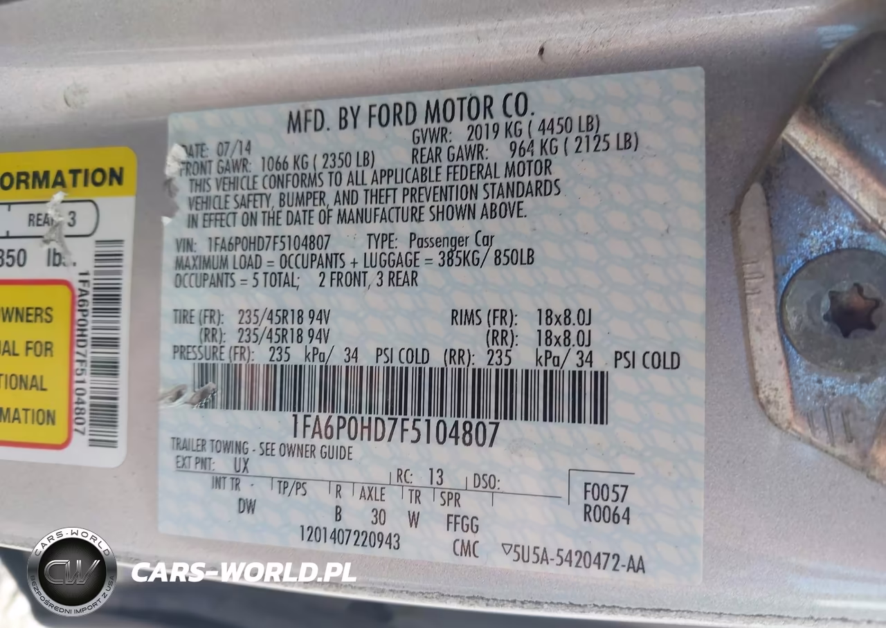 2015 Ford Fusion Se VIN:1FA6P0HD7F5104807 - 9