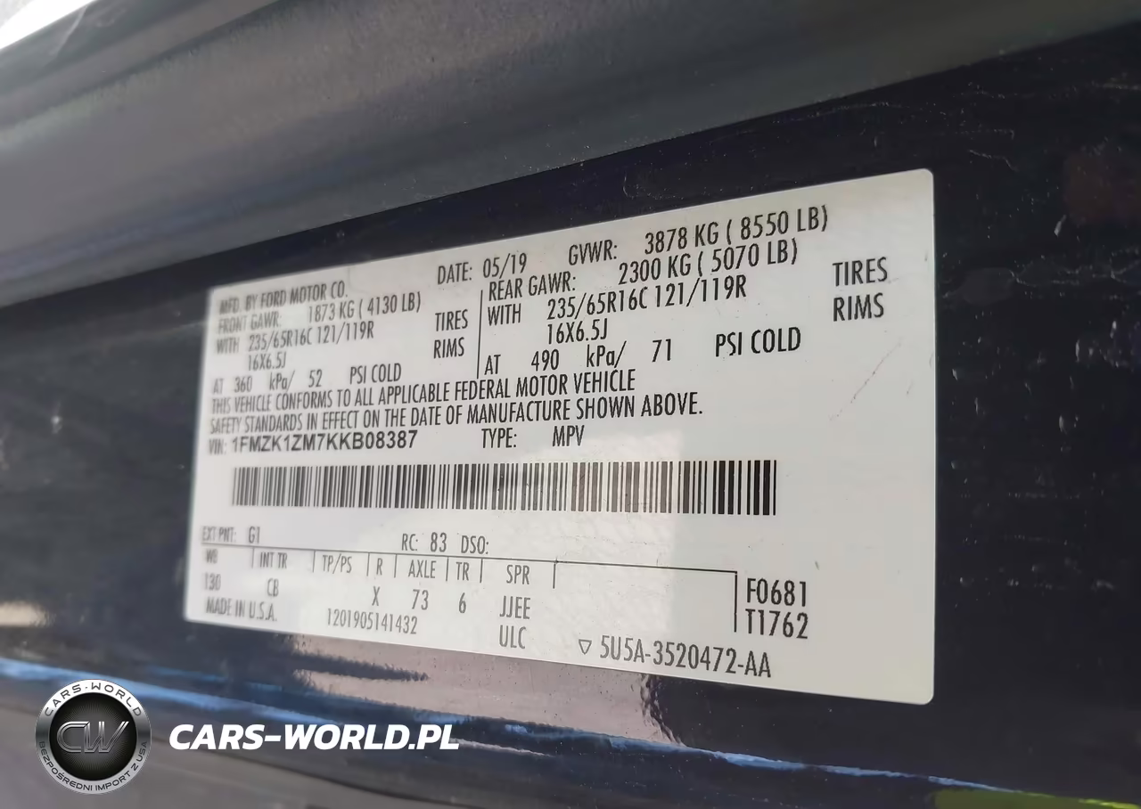 2019 Ford Transit-150 Xl-Xlt VIN:1FMZK1ZM7KKB08387 - 9
