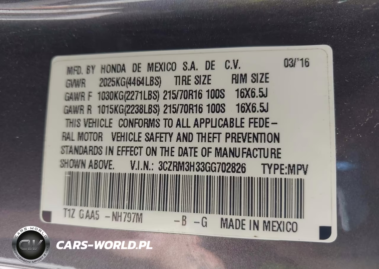 2016 Honda Cr-V Lx VIN:3CZRM3H33GG702826 - 9