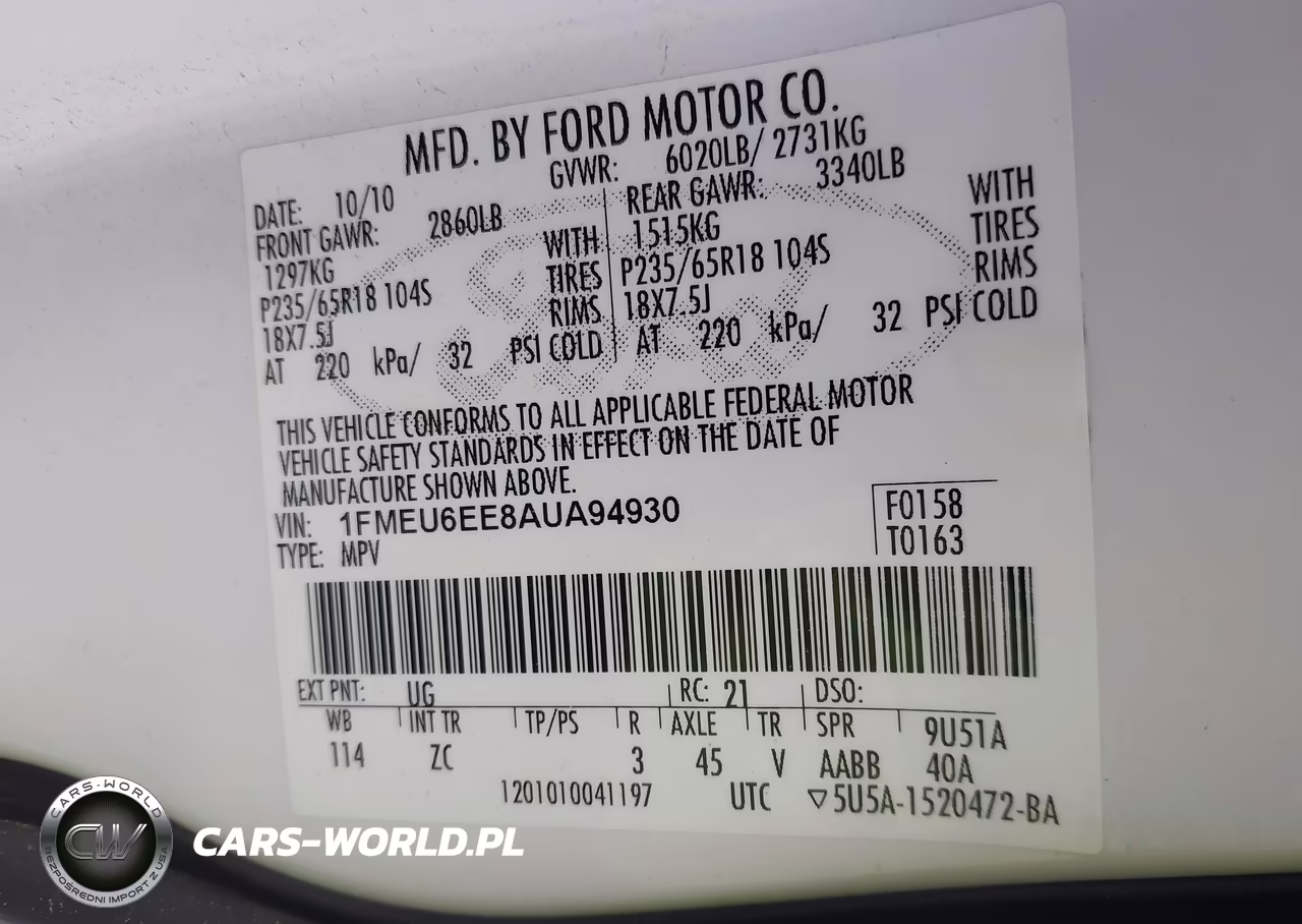 2010 Ford Explorer Eddie Bauer VIN:1FMEU6EE8AUA94930 - 9