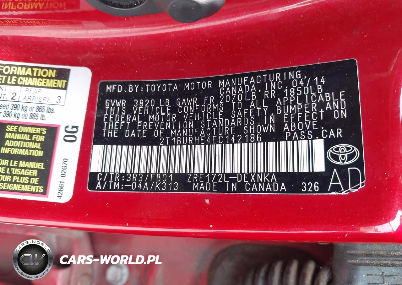 2014 Toyota Corolla Le VIN:2T1BURHE4EC142186 - 9