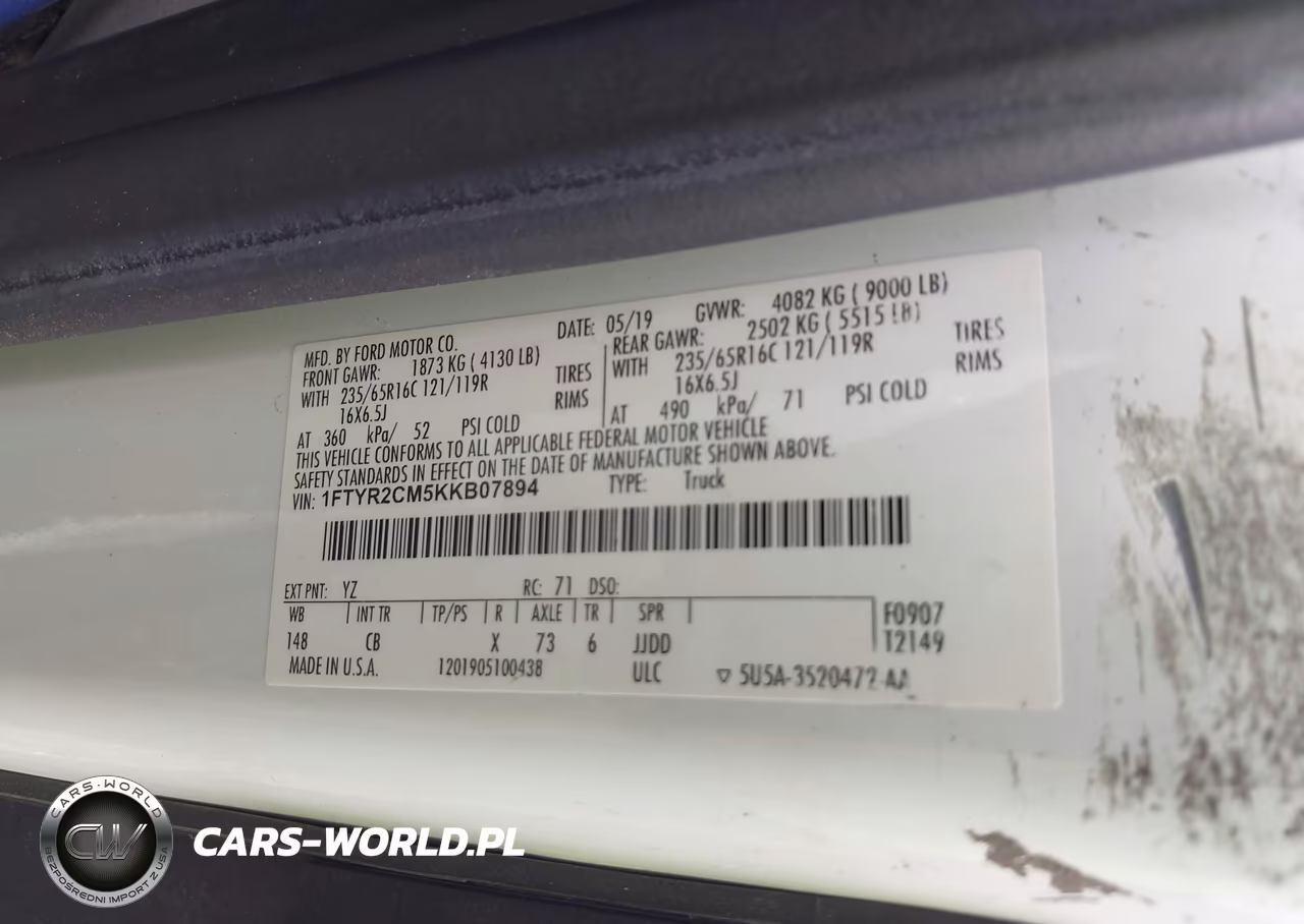 2019 Ford Transit-250 VIN:1FTYR2CM5KKB07894 - 9