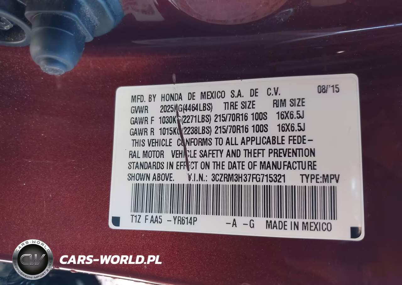 2015 Honda Cr-V Lx VIN:3CZRM3H37FG715321 - 9