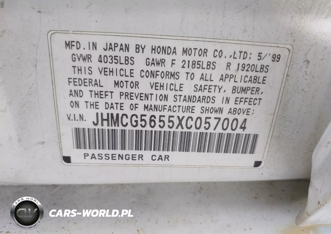 1999 Honda Accord Ex VIN:JHMCG5655XC057004 - 9