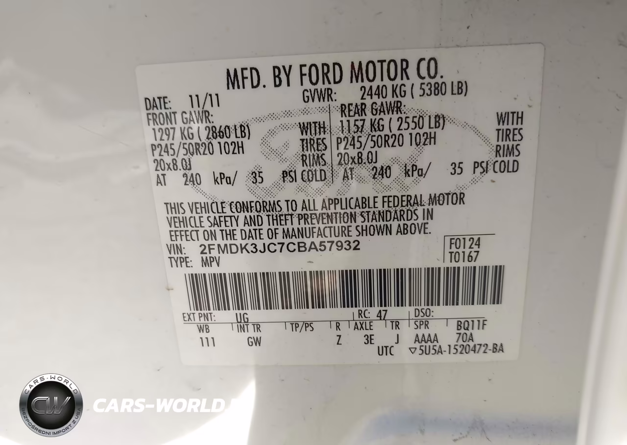 2012 Ford Edge Sel VIN:2FMDK3JC7CBA57932 - 9