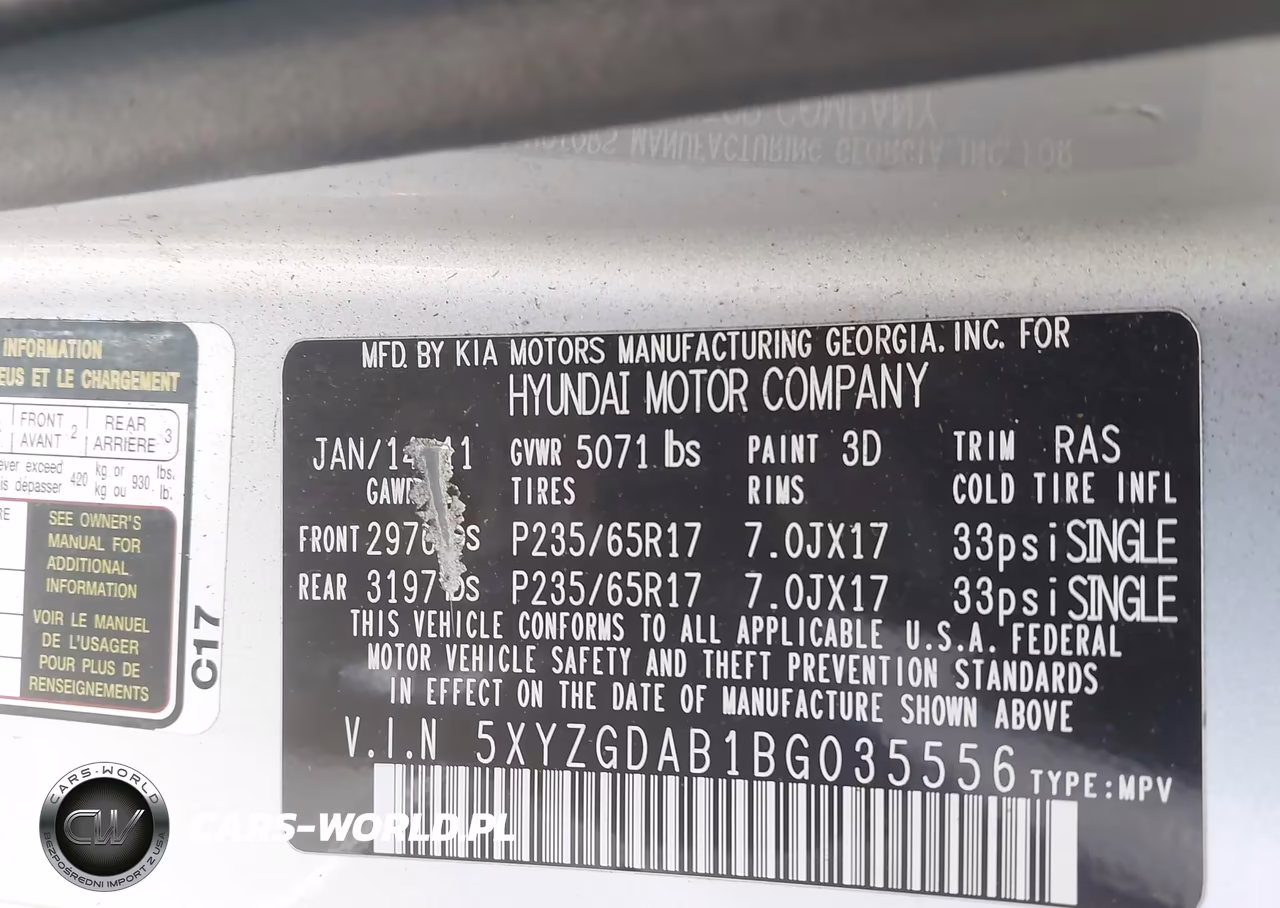 2011 Hyundai Santa Fe Gls VIN:5XYZGDAB1BG035556 - 9