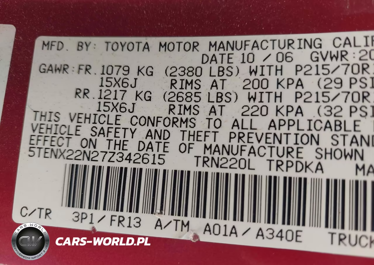 2007 Toyota Tacoma VIN:5TENX22N27Z342615 - 9