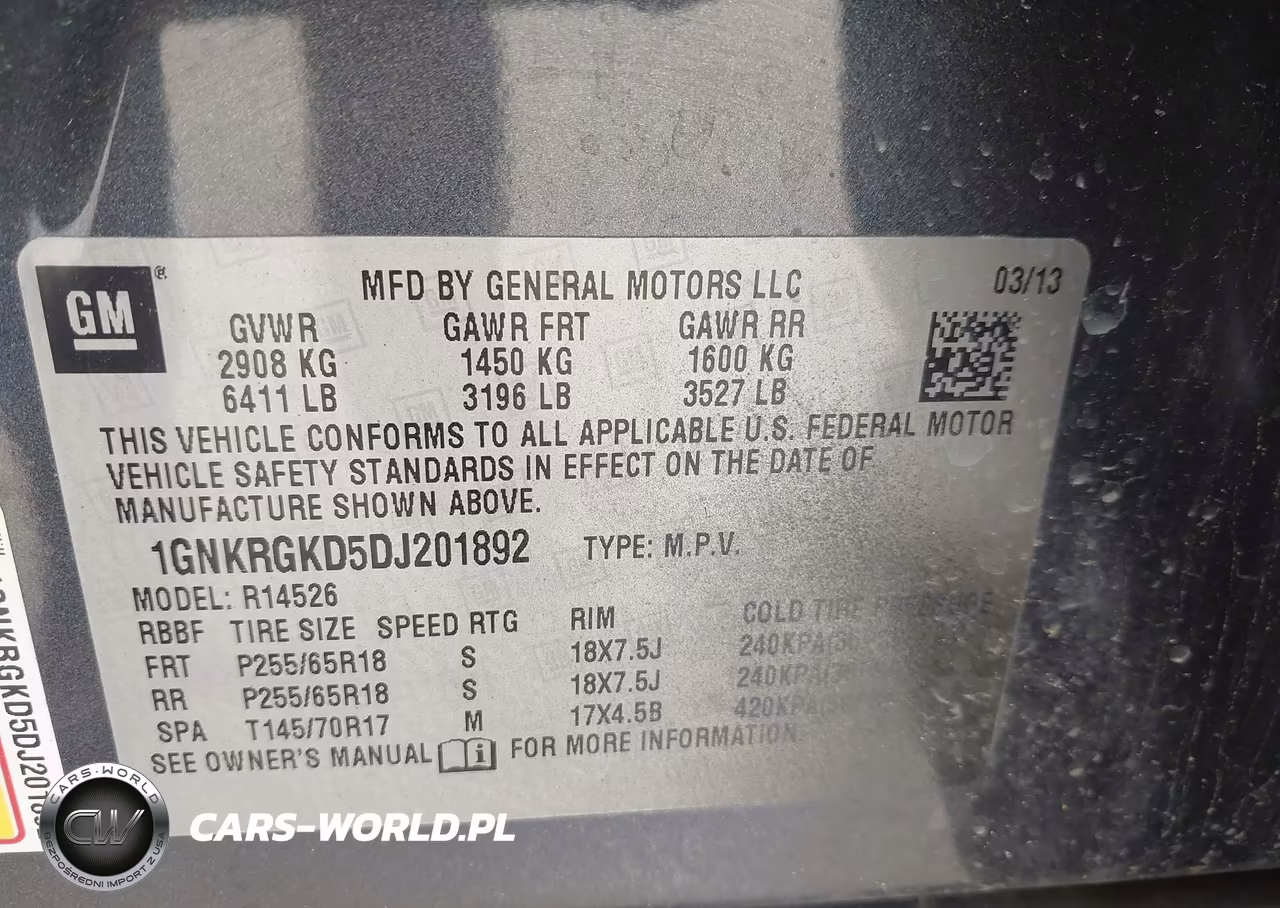 2013 Chevrolet Traverse 1Lt VIN:1GNKRGKD5DJ201892 - 9
