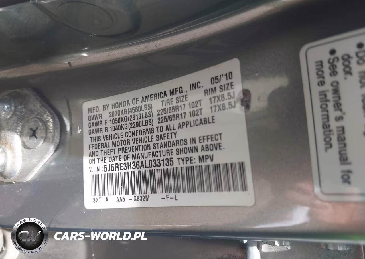 2010 Honda Cr-V Lx VIN:5J6RE3H36AL033135 - 9