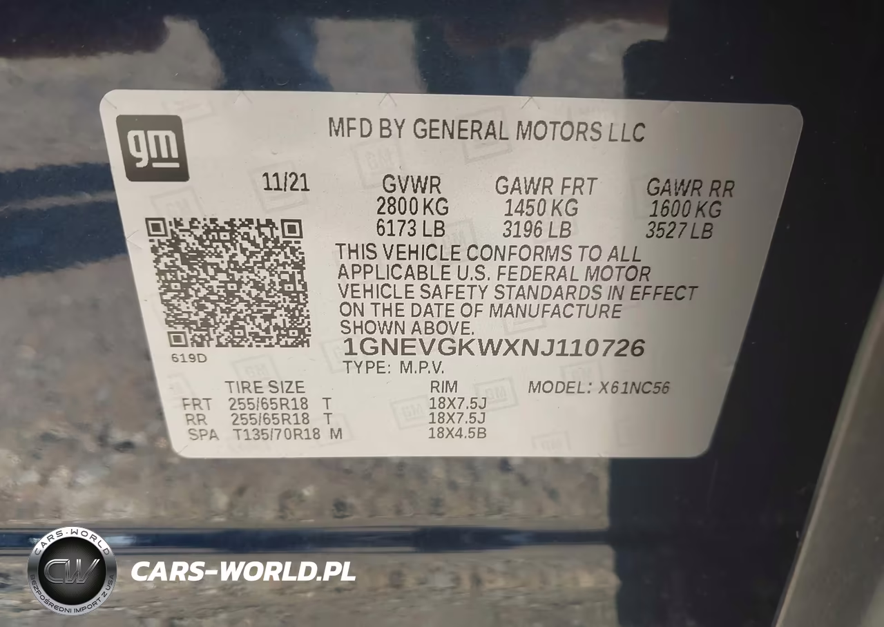 2022 Chevrolet Traverse Awd Lt Cloth VIN:1GNEVGKWXNJ110726 - 9