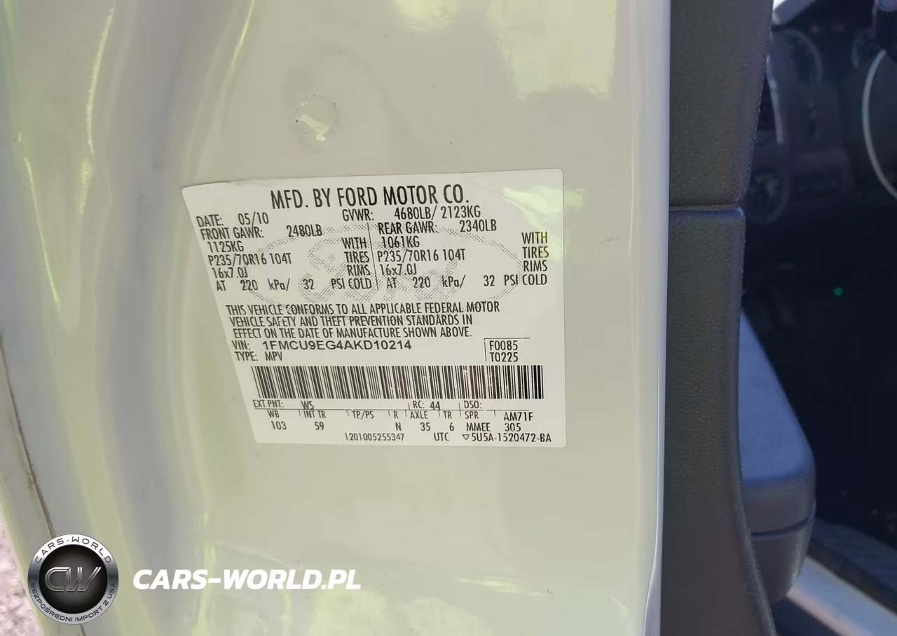 2010 Ford Escape Limited VIN:1FMCU9EG4AKD10214 - 9
