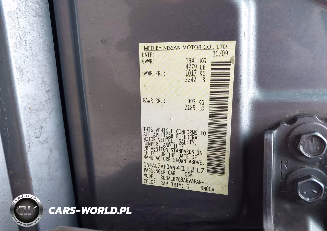 2010 Nissan Altima 2.5 S VIN:1N4AL2AP0AN411217 - 9