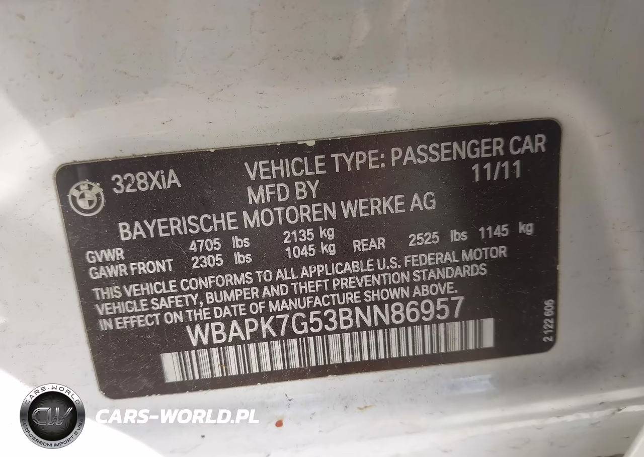 2011 BMW 328I xDrive VIN:WBAPK7G53BNN86957 - 9