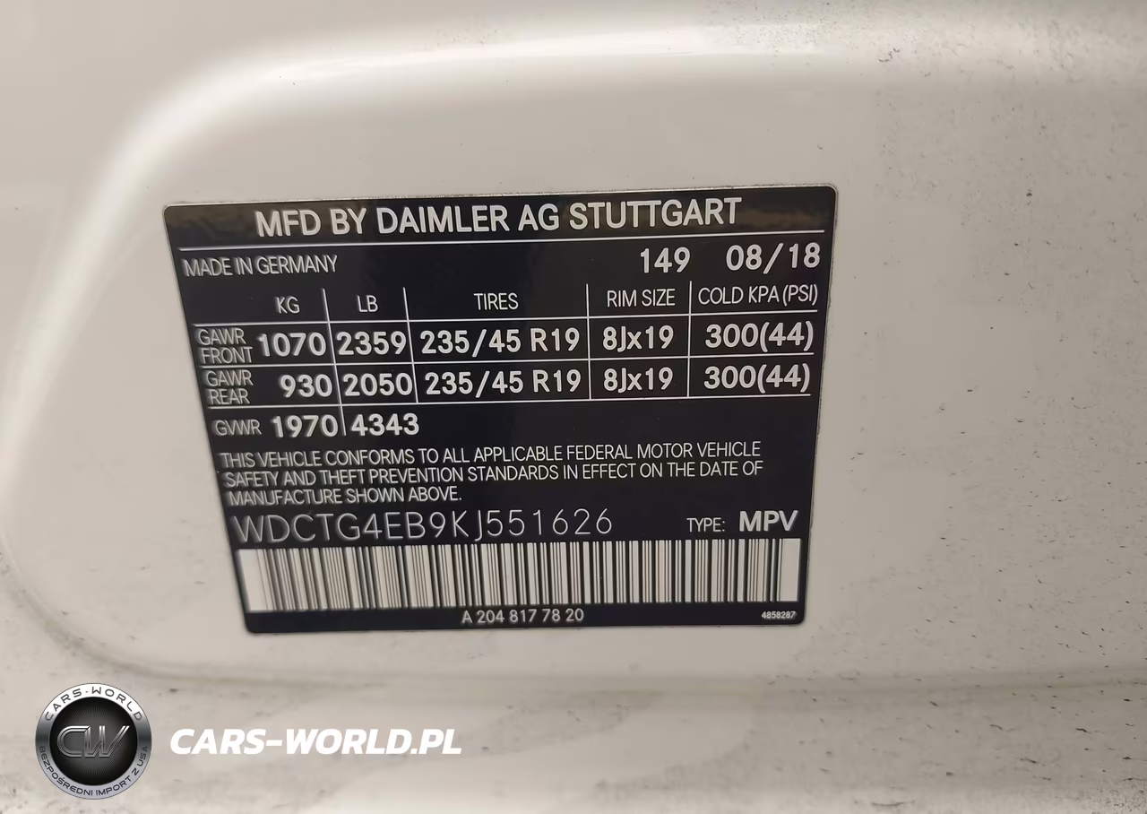 2019 Mercedes-Benz Gla 250 VIN:WDCTG4EB9KJ551626 - 9
