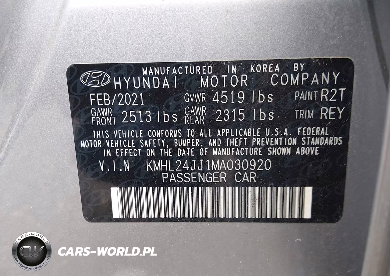 2021 Hyundai Sonata Blue VIN:KMHL24JJ1MA030920 - 9