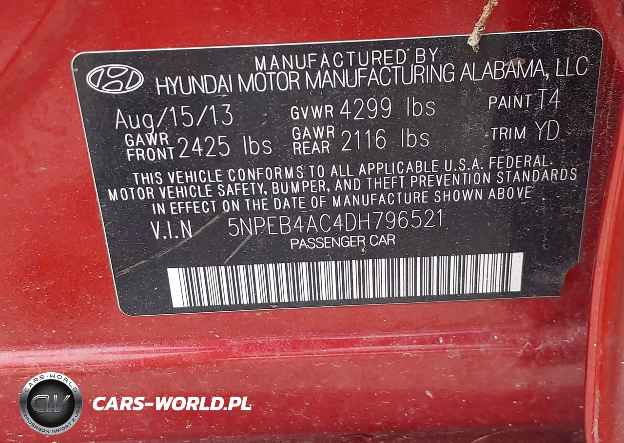 2013 Hyundai Sonata Gls VIN:5NPEB4AC4DH796521 - 9