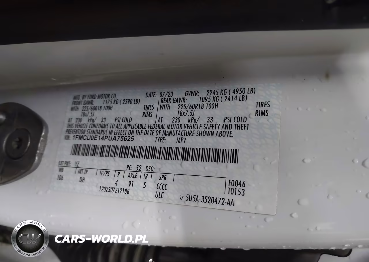 2023 Ford Escape Phev VIN:1FMCU0E14PUA75625 - 9
