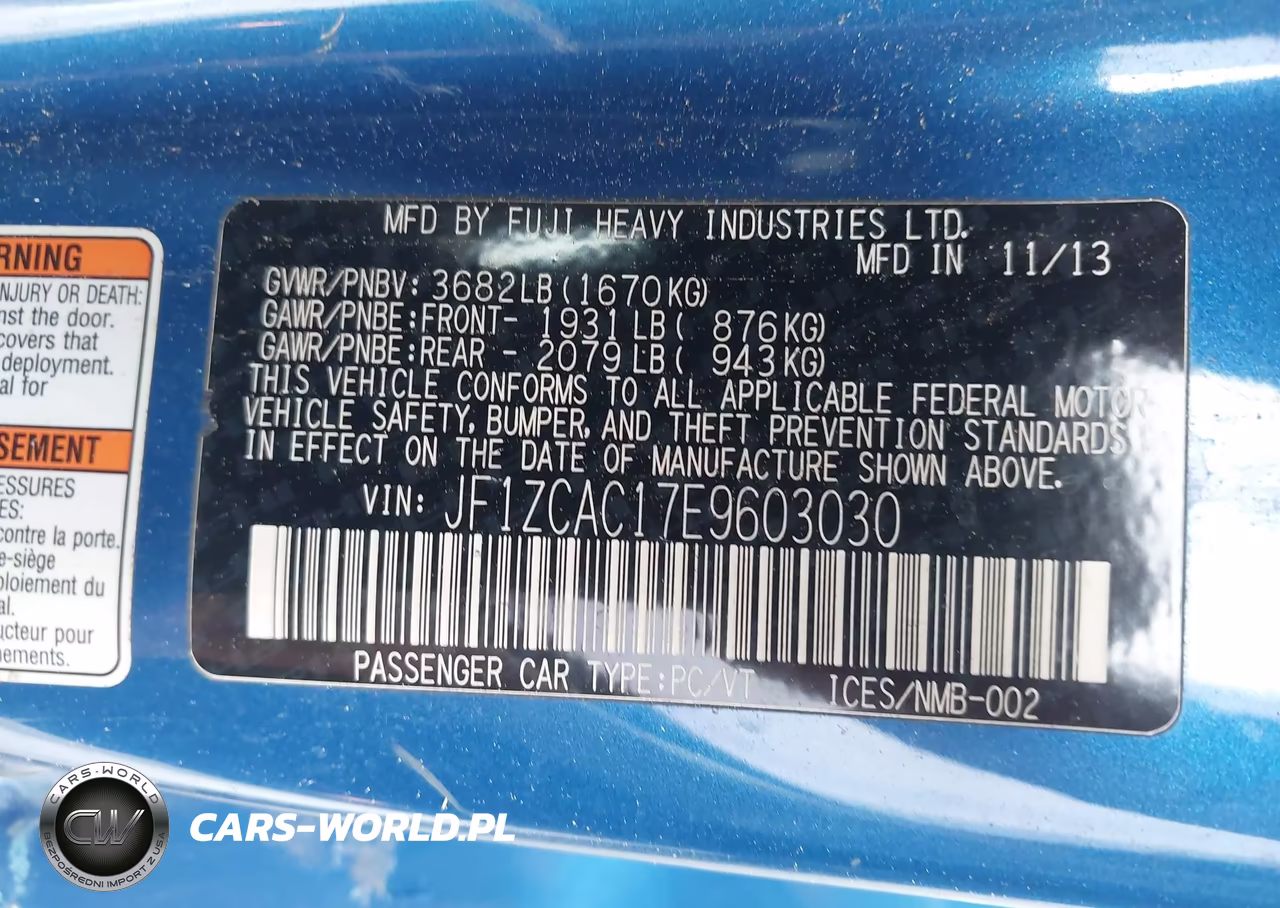 2014 Subaru Brz Limited VIN:JF1ZCAC17E9603030 - 9