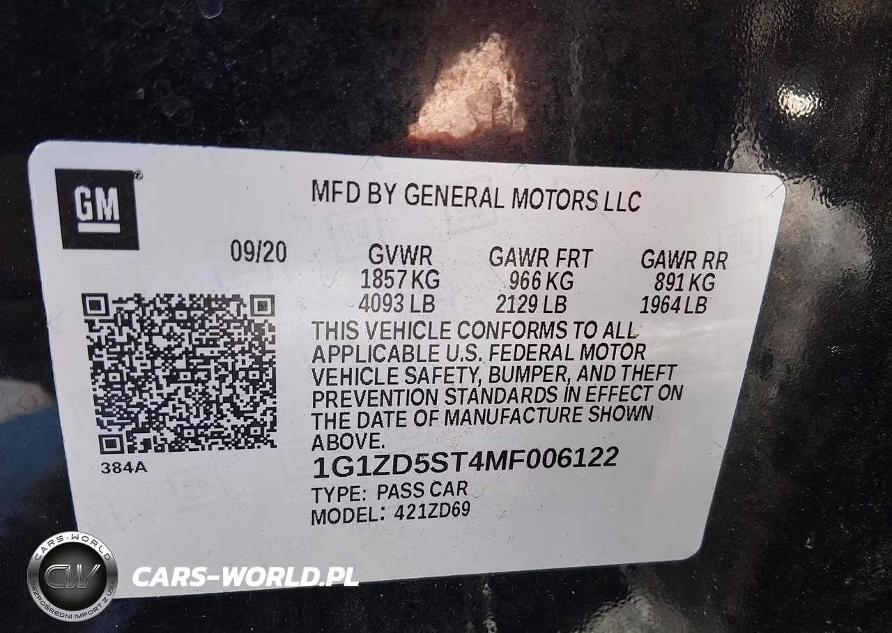 2021 Chevrolet Malibu Fwd Lt VIN:1G1ZD5ST4MF006122 - 9