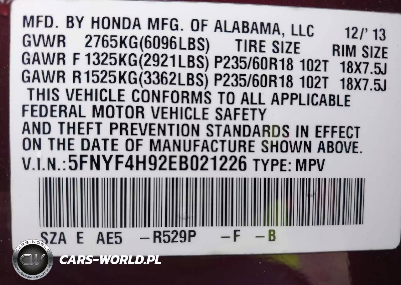 2014 Honda Pilot Touring VIN:5FNYF4H92EB021226 - 9